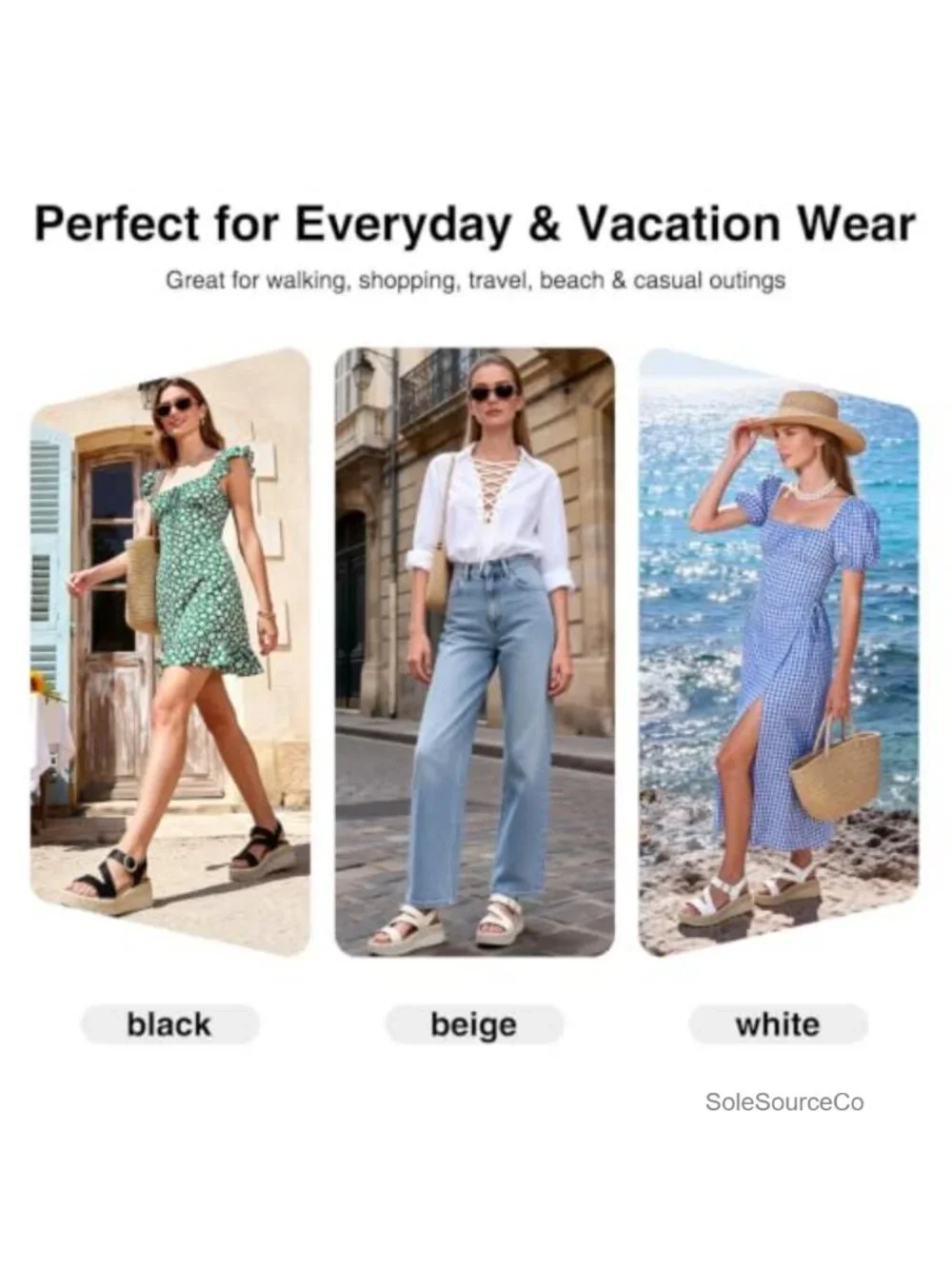 Wedge Platform Espadrille Sandals with Orthopedic Arch Support Hook and Loop